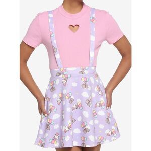 Hello Kitty X Pusheen Lavender Balloon Suspender Skirt SMALL